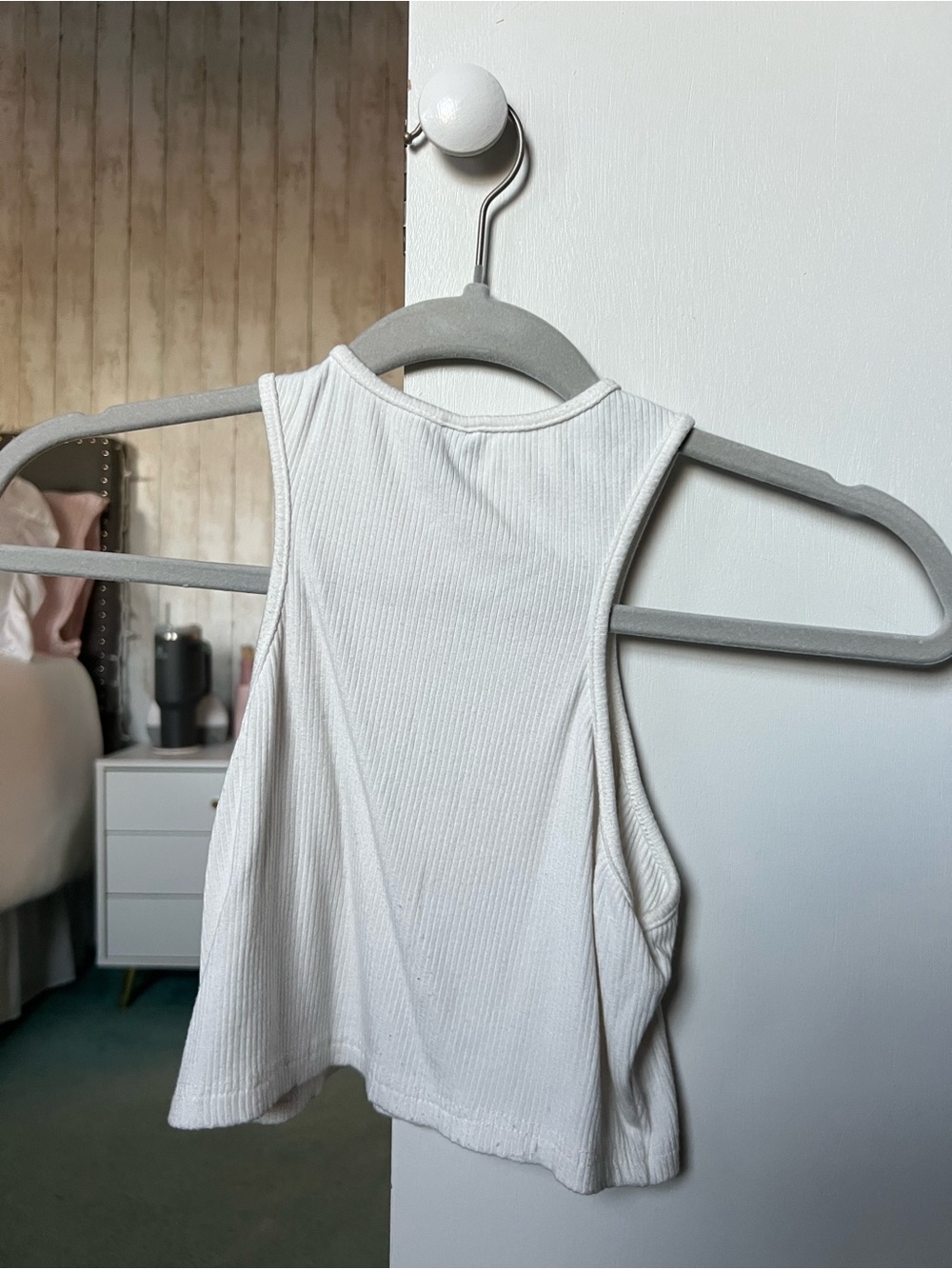SHEIN White Ribbed Racerback Crop Tank - Picture 2 of 2